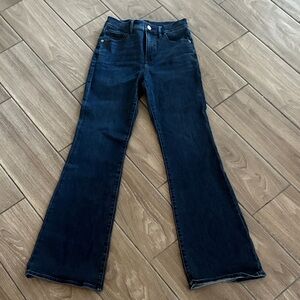 Express High Rise Flare Dark Blue Denim stretch pants Women’s Size 4R